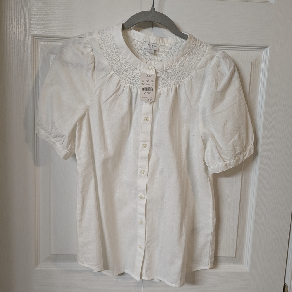 J. Crew Factory XS White Button-Up Blouse NWT